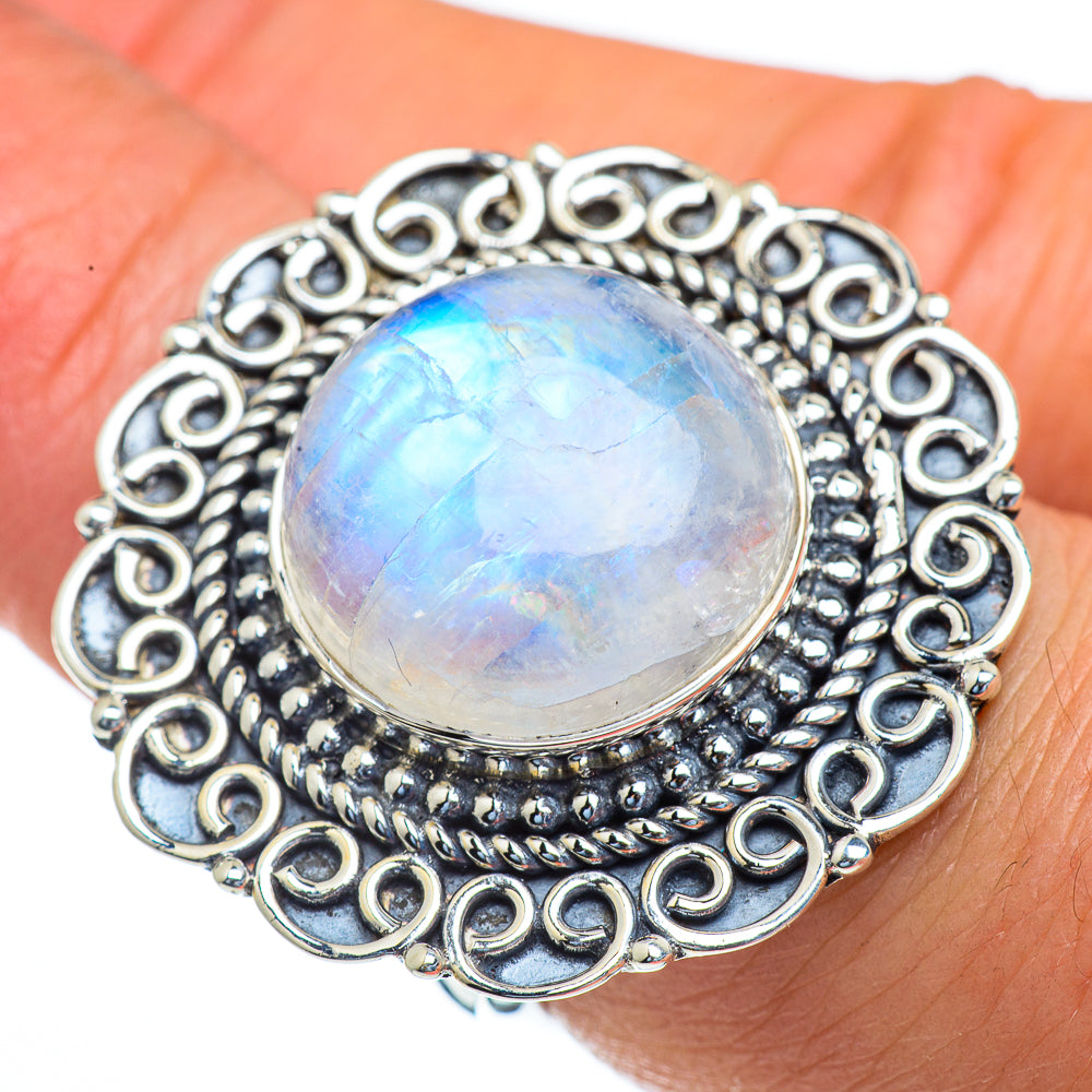 Rainbow Moonstone Rings handcrafted by Ana Silver Co - RING44260