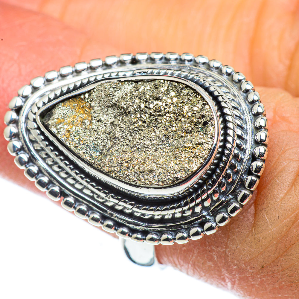 Spectro Pyrite Druzy Rings handcrafted by Ana Silver Co - RING44336