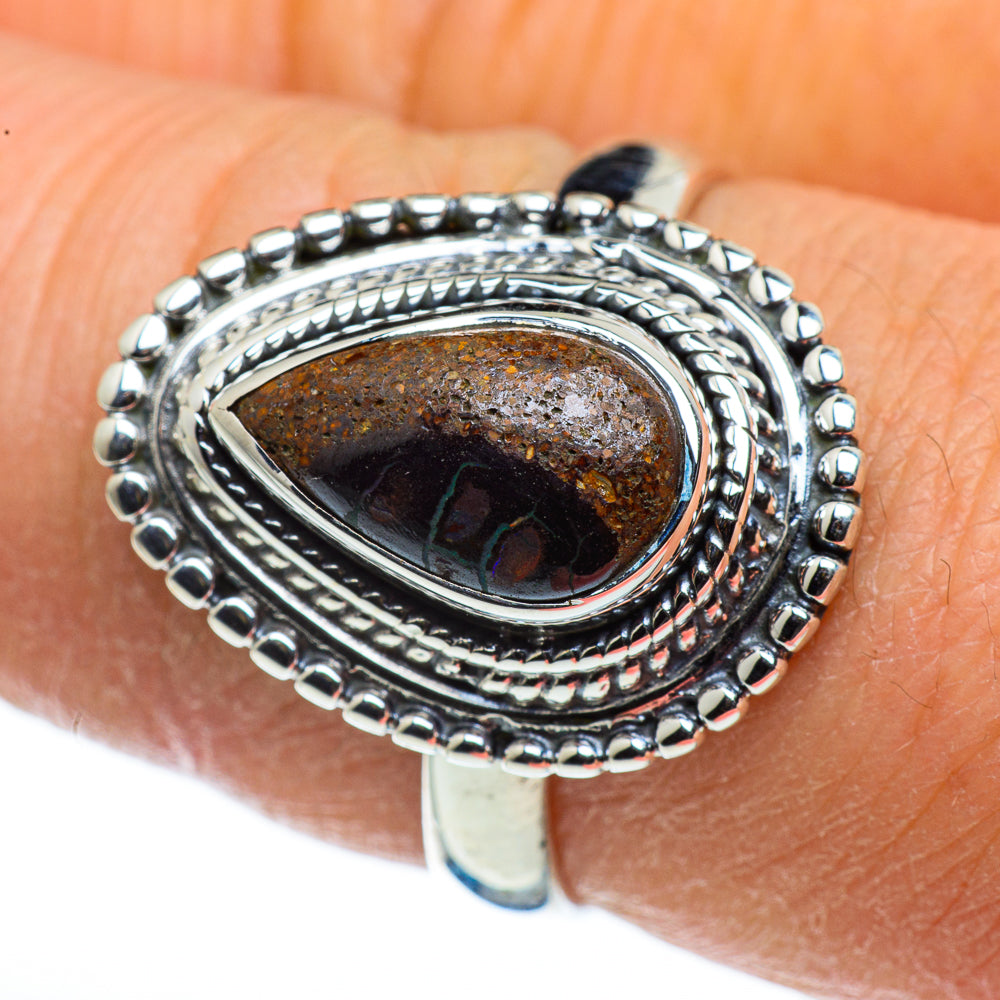 Boulder Opal Rings handcrafted by Ana Silver Co - RING44375