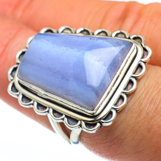 Blue Lace Agate Rings handcrafted by Ana Silver Co - RING44591