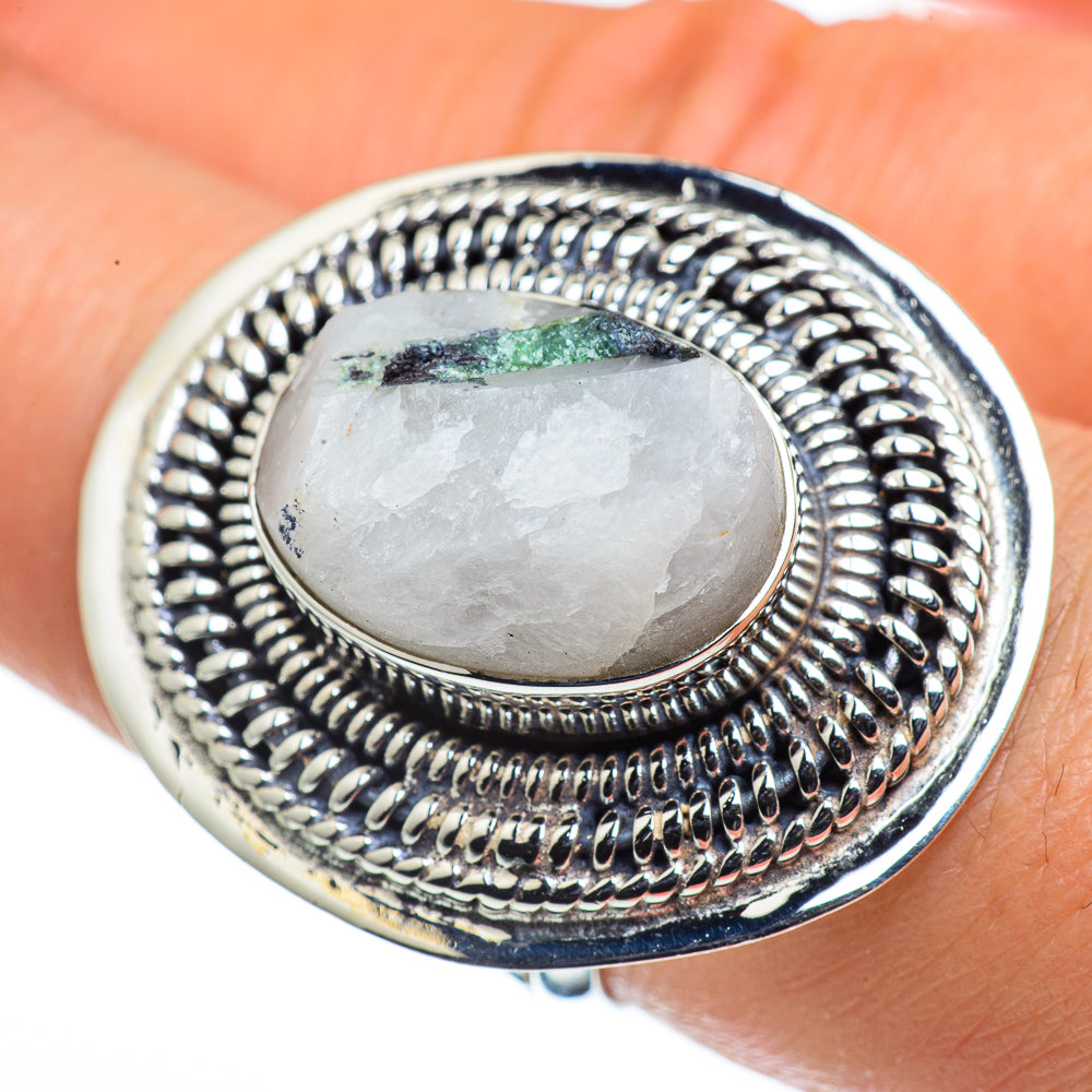 Green Tourmaline In Quartz Rings handcrafted by Ana Silver Co - RING44641