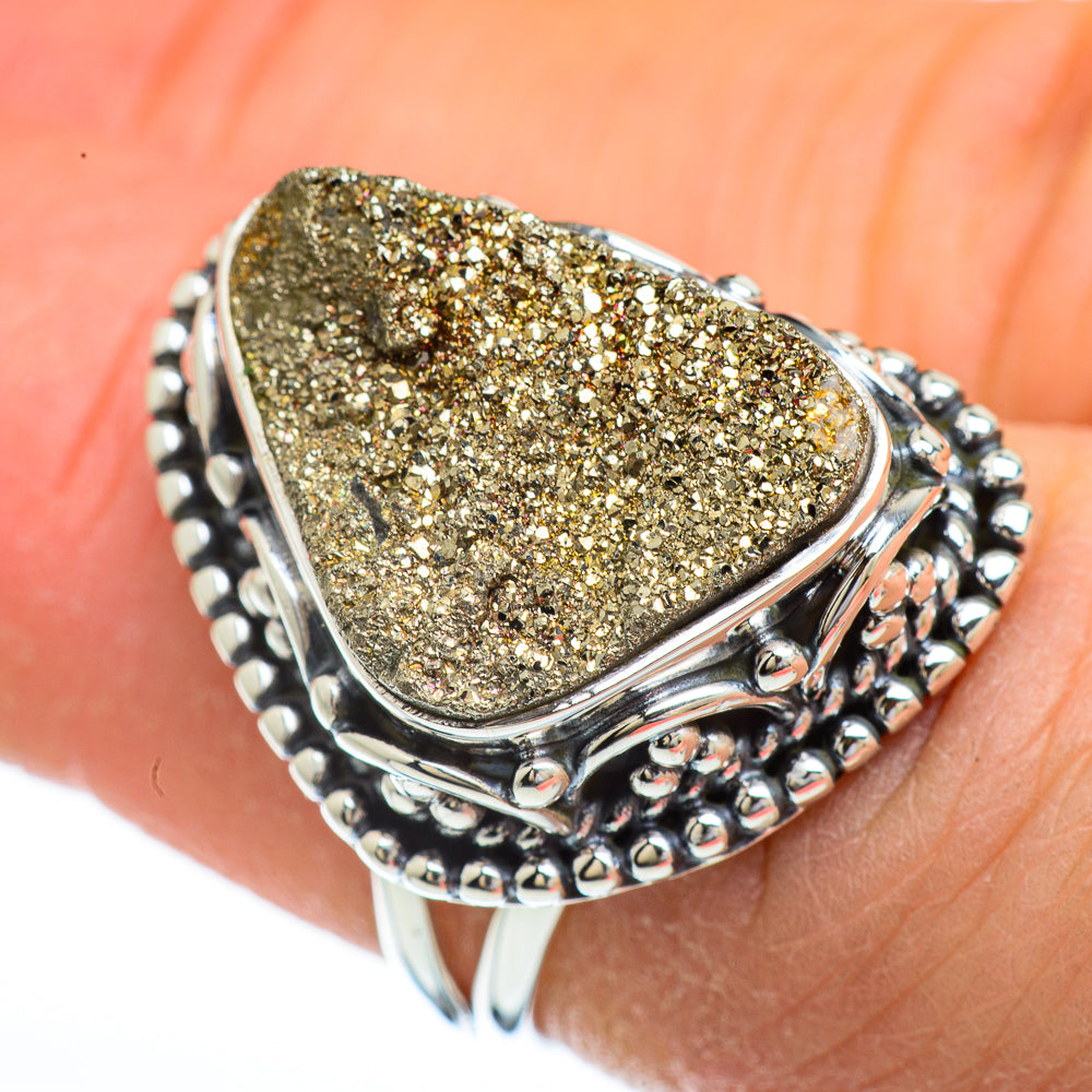 Spectro Pyrite Druzy Rings handcrafted by Ana Silver Co - RING44810