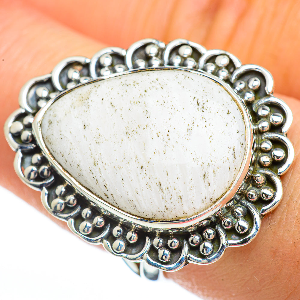 White Scolecite Rings handcrafted by Ana Silver Co - RING45138