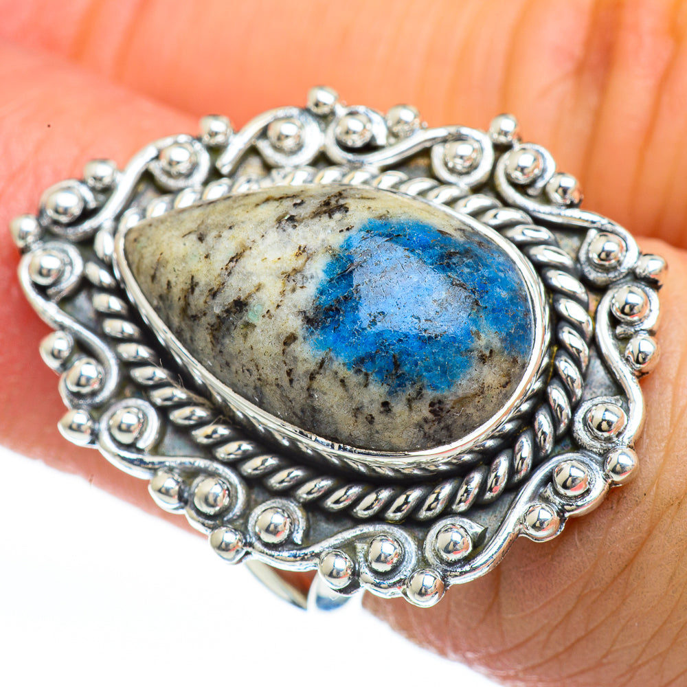 K2 Blue Azurite Rings handcrafted by Ana Silver Co - RING45148