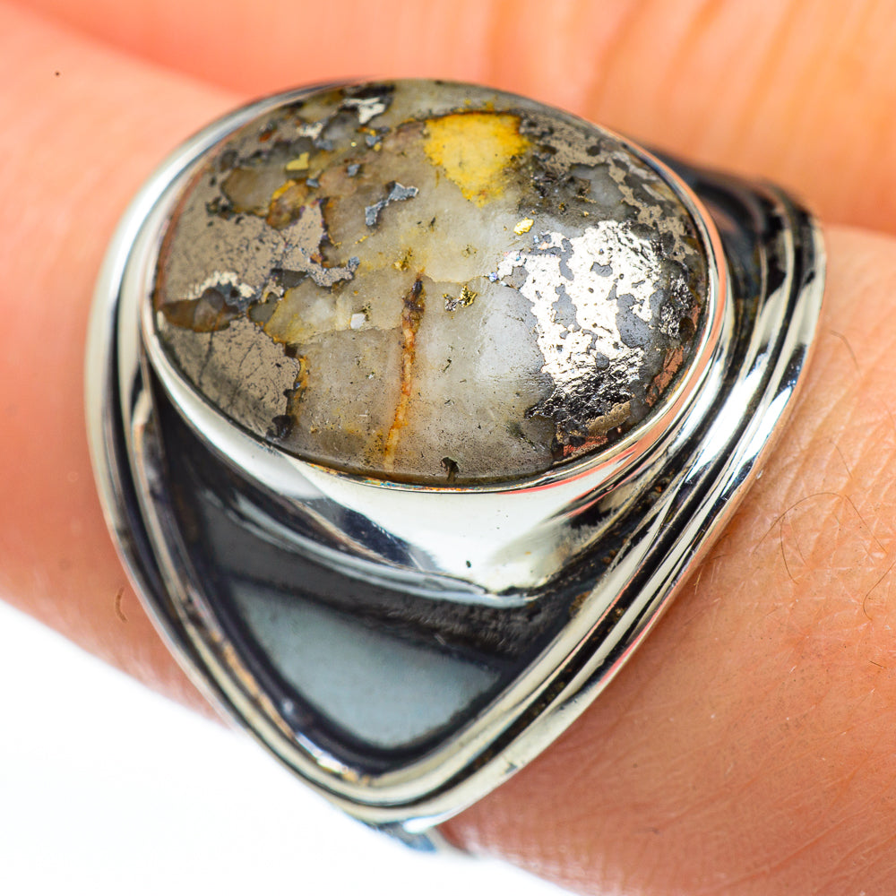 Pyrite Agate Rings handcrafted by Ana Silver Co - RING45165