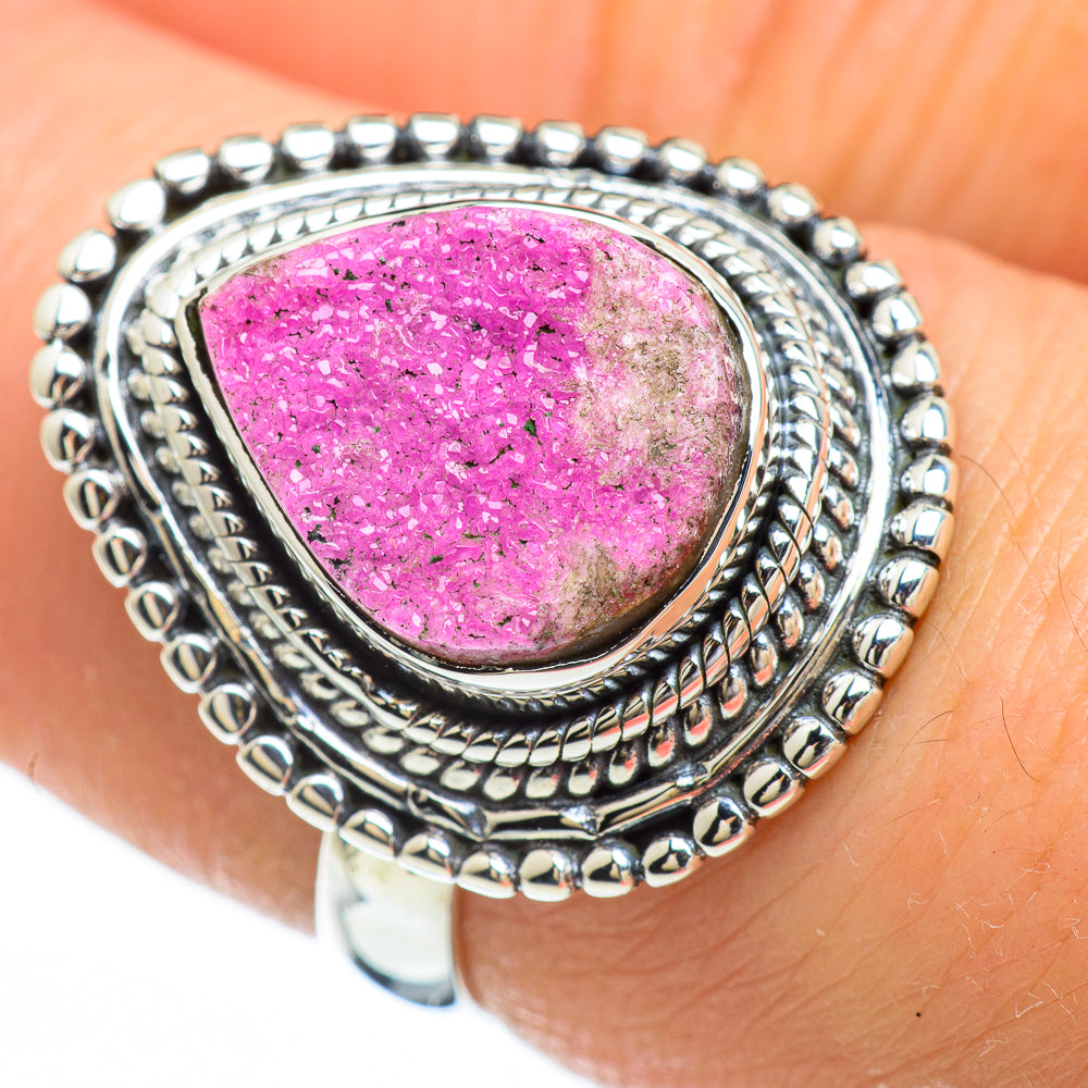 Cobalto Calcite Druzy Rings handcrafted by Ana Silver Co - RING45287