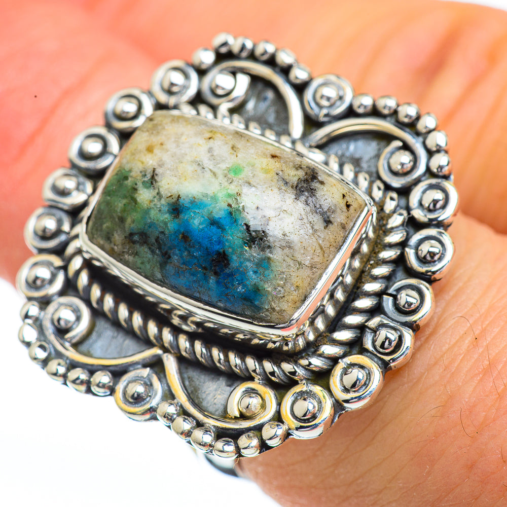 K2 Blue Azurite Rings handcrafted by Ana Silver Co - RING45401