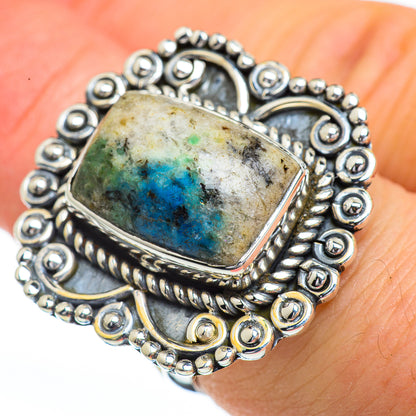 K2 Blue Azurite Rings handcrafted by Ana Silver Co - RING45401
