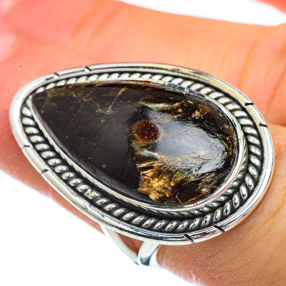 Golden Seraphinite Rings handcrafted by Ana Silver Co - RING45422
