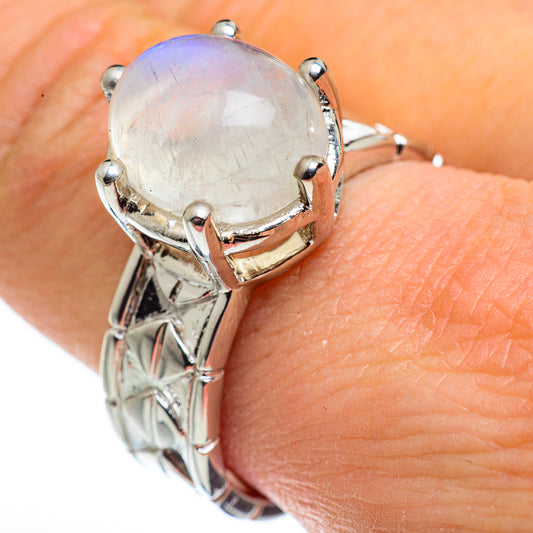 Rainbow Moonstone Rings handcrafted by Ana Silver Co - RING45641