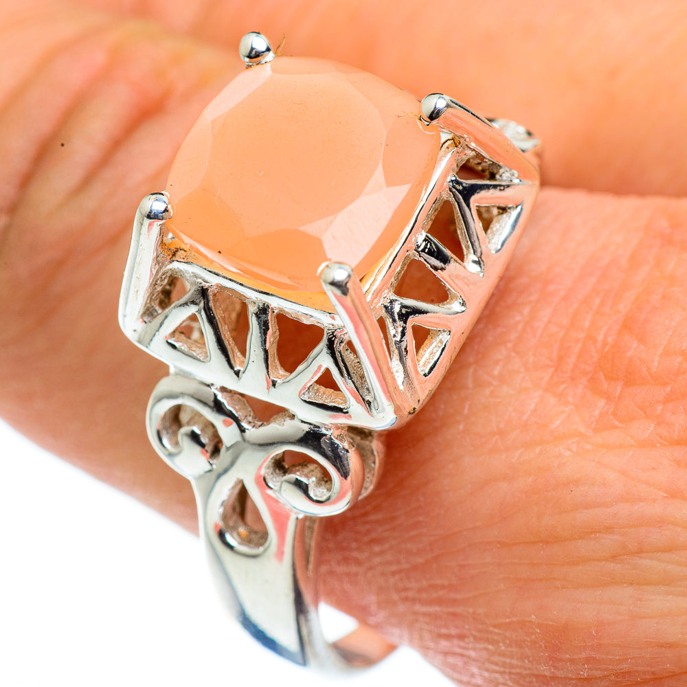 Peach Moonstone Rings handcrafted by Ana Silver Co - RING46045