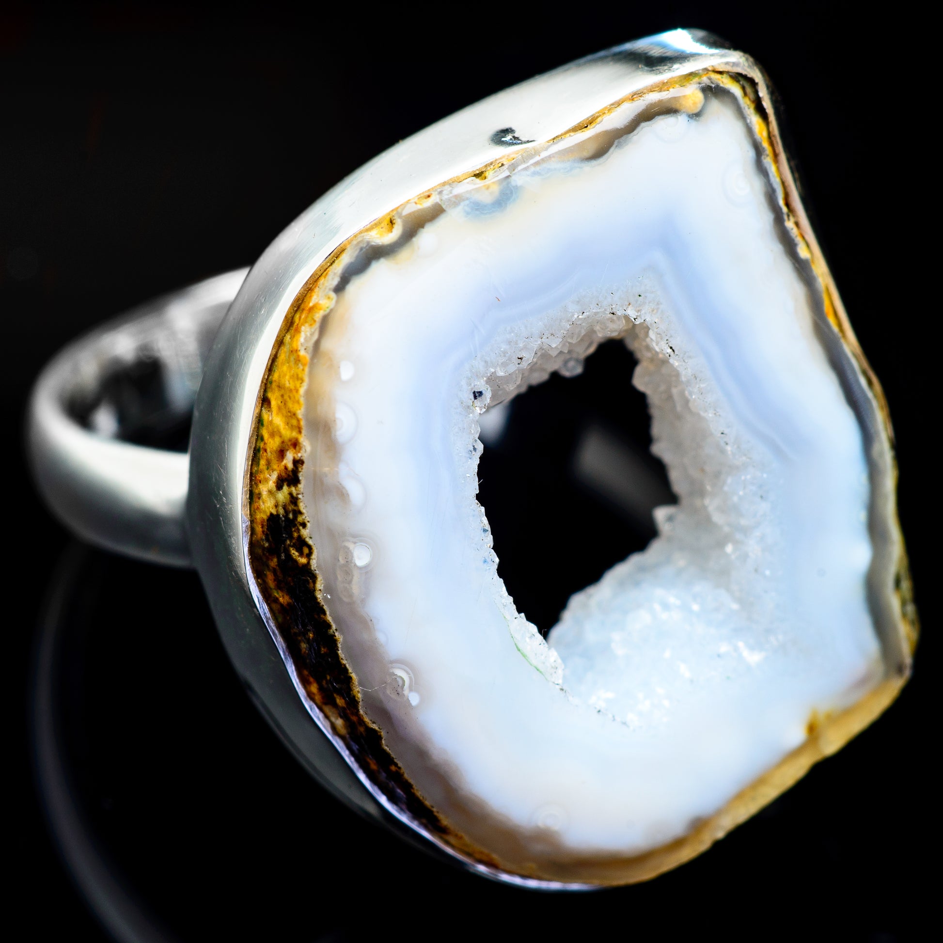 Coconut Geode Druzy Rings handcrafted by Ana Silver Co - RING4642