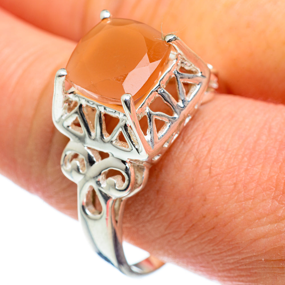 Peach Moonstone Rings handcrafted by Ana Silver Co - RING46736