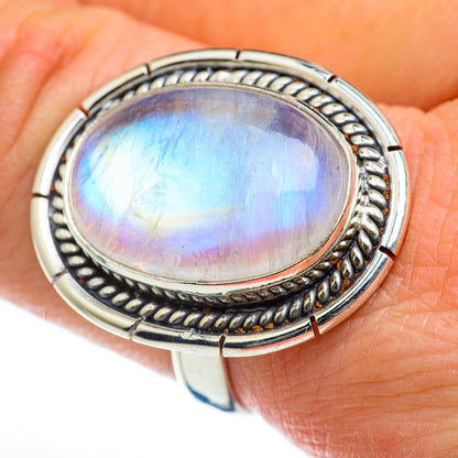 Rainbow Moonstone Rings handcrafted by Ana Silver Co - RING46926