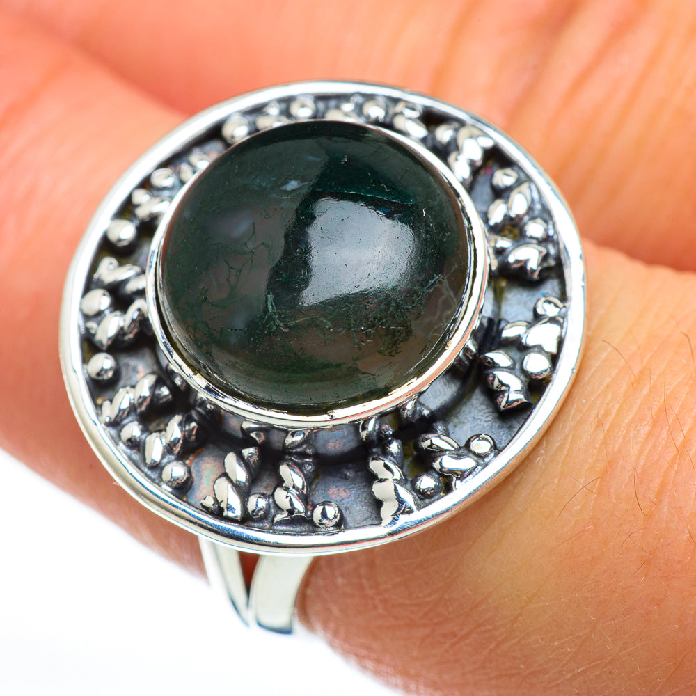 Green Moss Agate Rings handcrafted by Ana Silver Co - RING46955