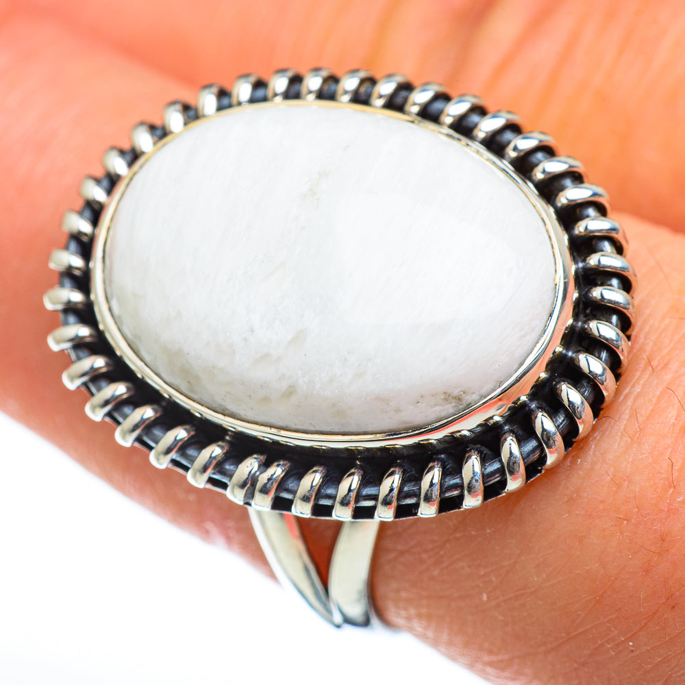 White Scolecite Rings handcrafted by Ana Silver Co - RING47010