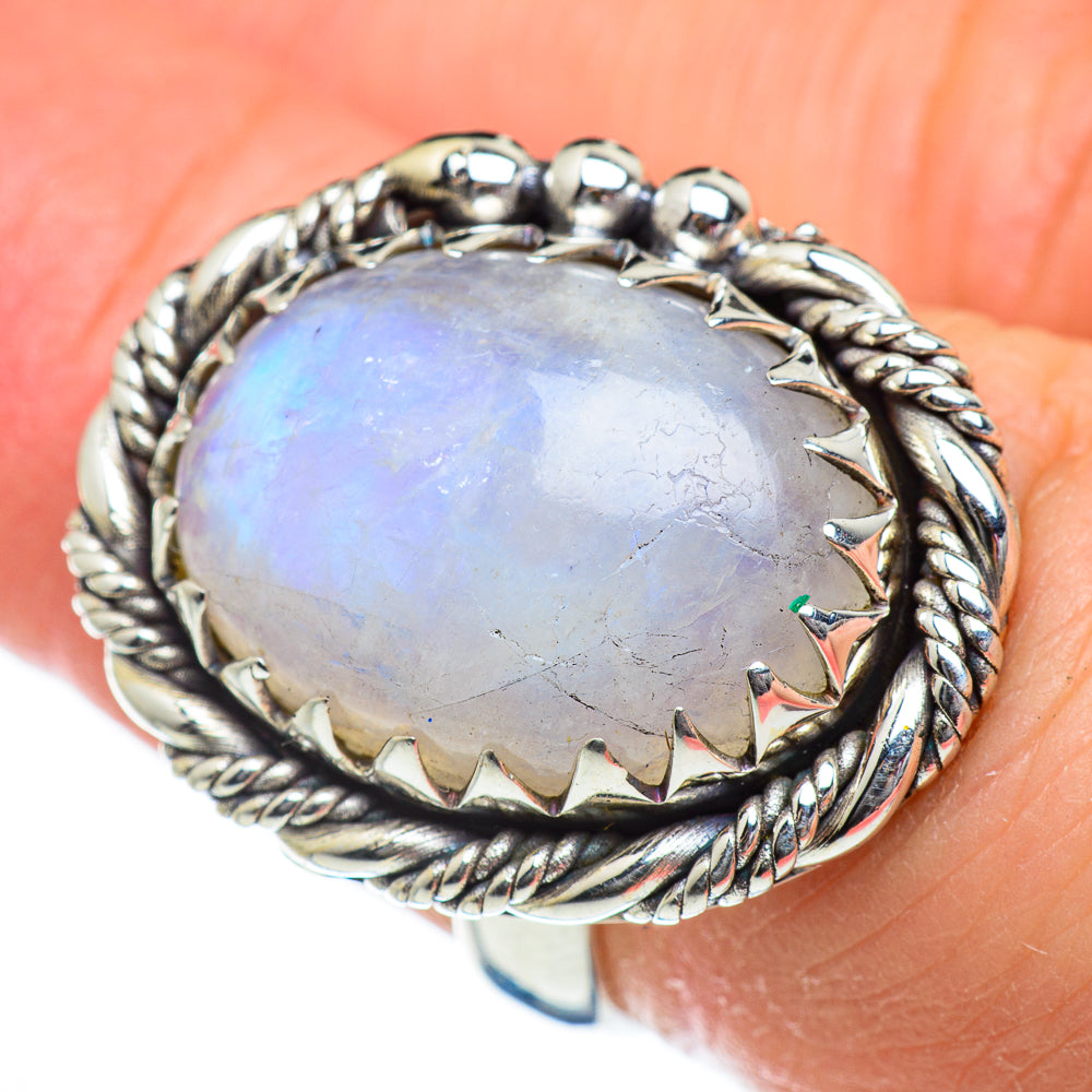 Rainbow Moonstone Rings handcrafted by Ana Silver Co - RING47011