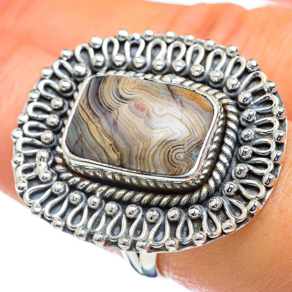 Laguna Lace Agate Rings handcrafted by Ana Silver Co - RING47174