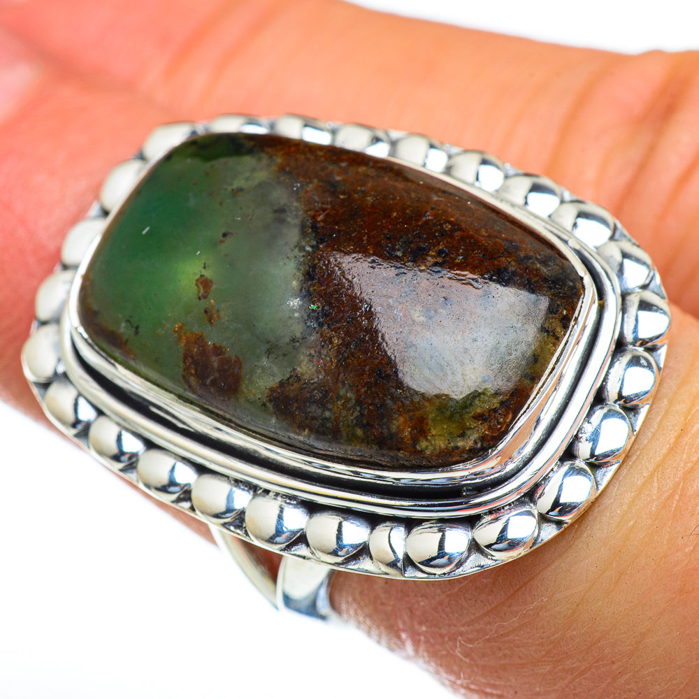 Boulder Chrysoprase Rings handcrafted by Ana Silver Co - RING47490