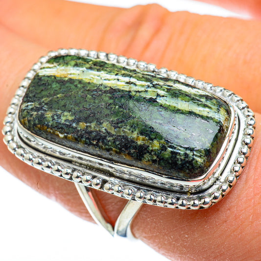 Green Vein Jasper Rings handcrafted by Ana Silver Co - RING47806