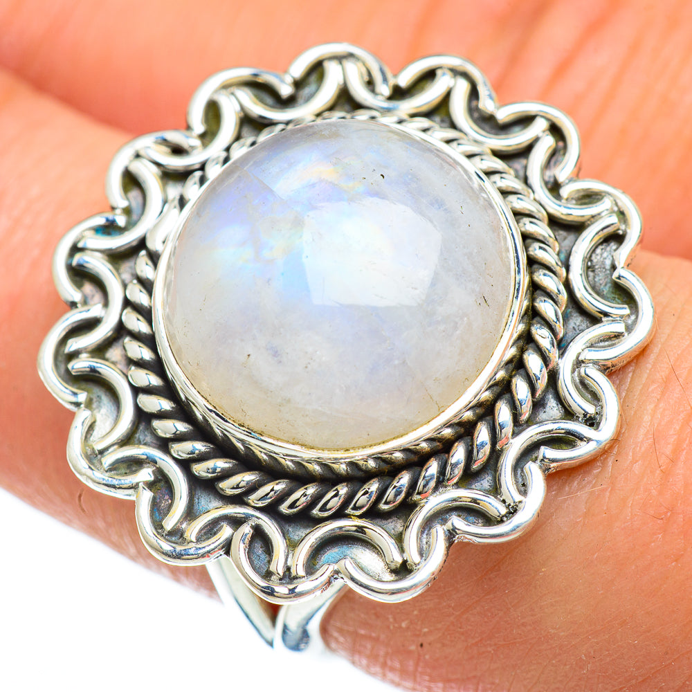 Rainbow Moonstone Rings handcrafted by Ana Silver Co - RING47948