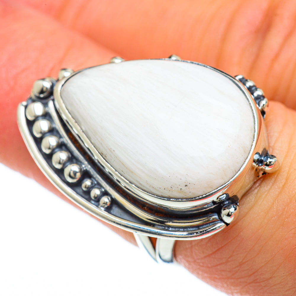 White Scolecite Rings handcrafted by Ana Silver Co - RING47981