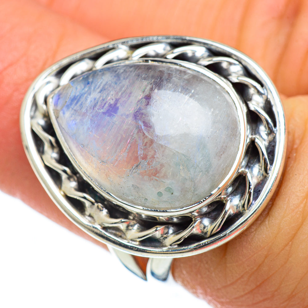 Rainbow Moonstone Rings handcrafted by Ana Silver Co - RING48048