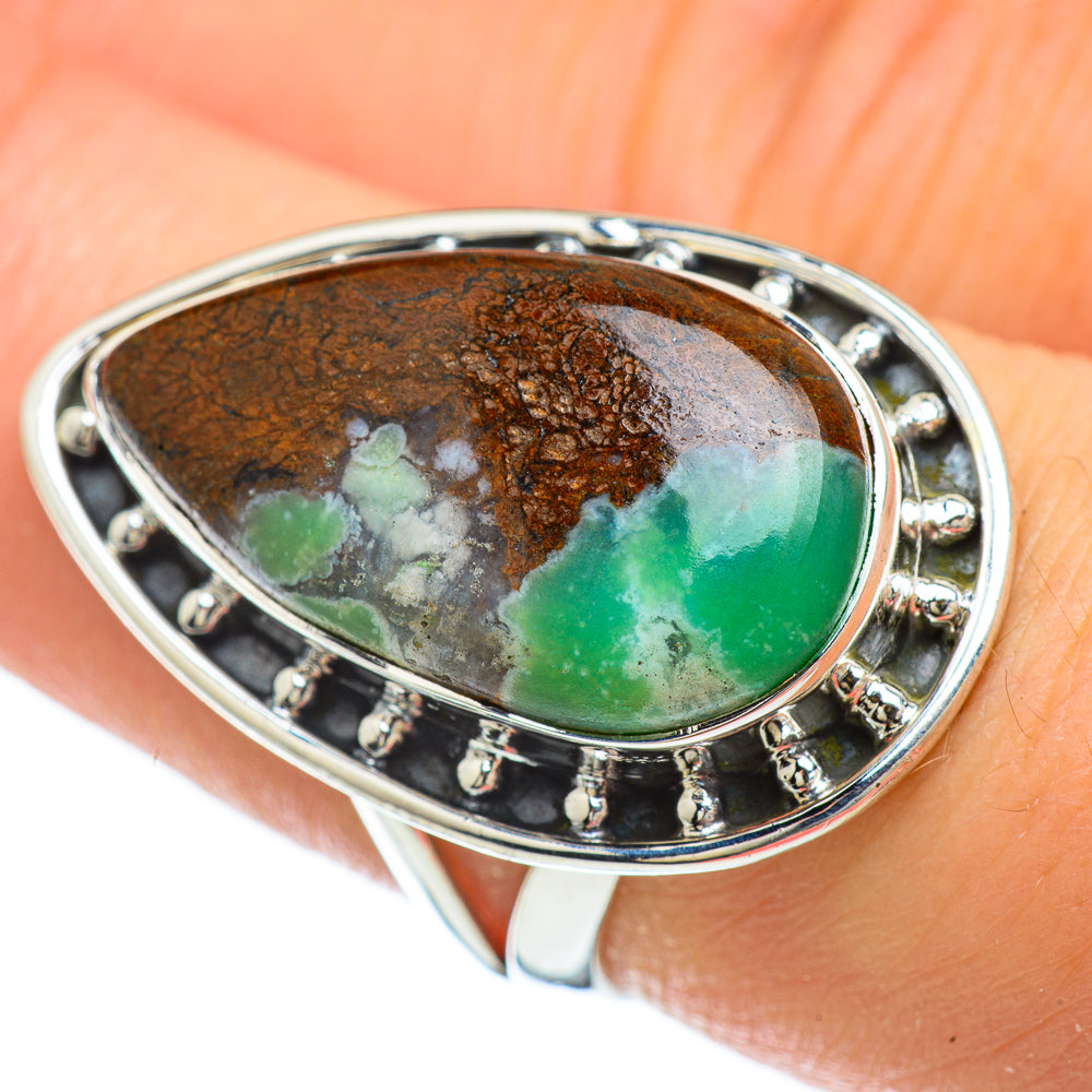 Boulder Chrysoprase Rings handcrafted by Ana Silver Co - RING48051