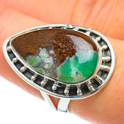 Boulder Chrysoprase Rings handcrafted by Ana Silver Co - RING48051