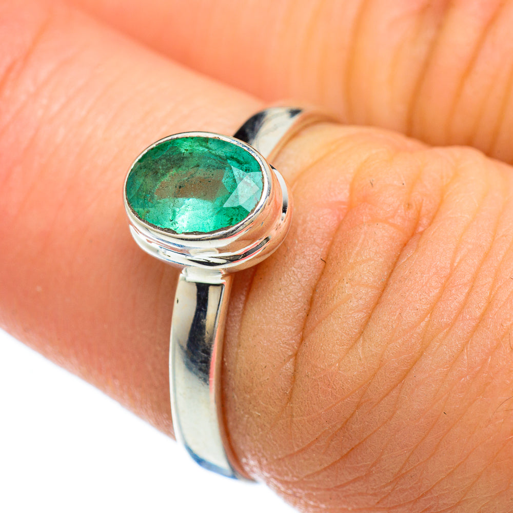 Zambian Emerald Rings handcrafted by Ana Silver Co - RING48093