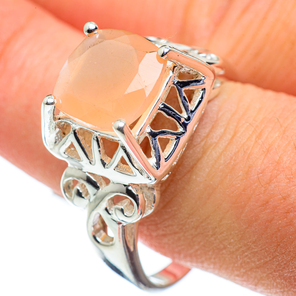 Peach Moonstone Rings handcrafted by Ana Silver Co - RING48338