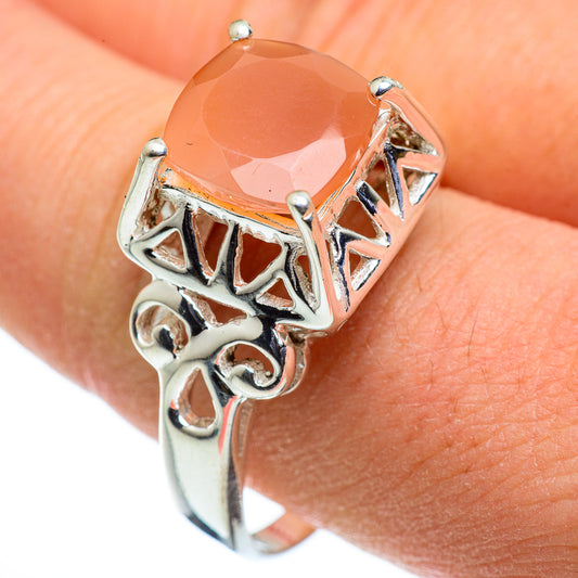 Peach Moonstone Rings handcrafted by Ana Silver Co - RING48373