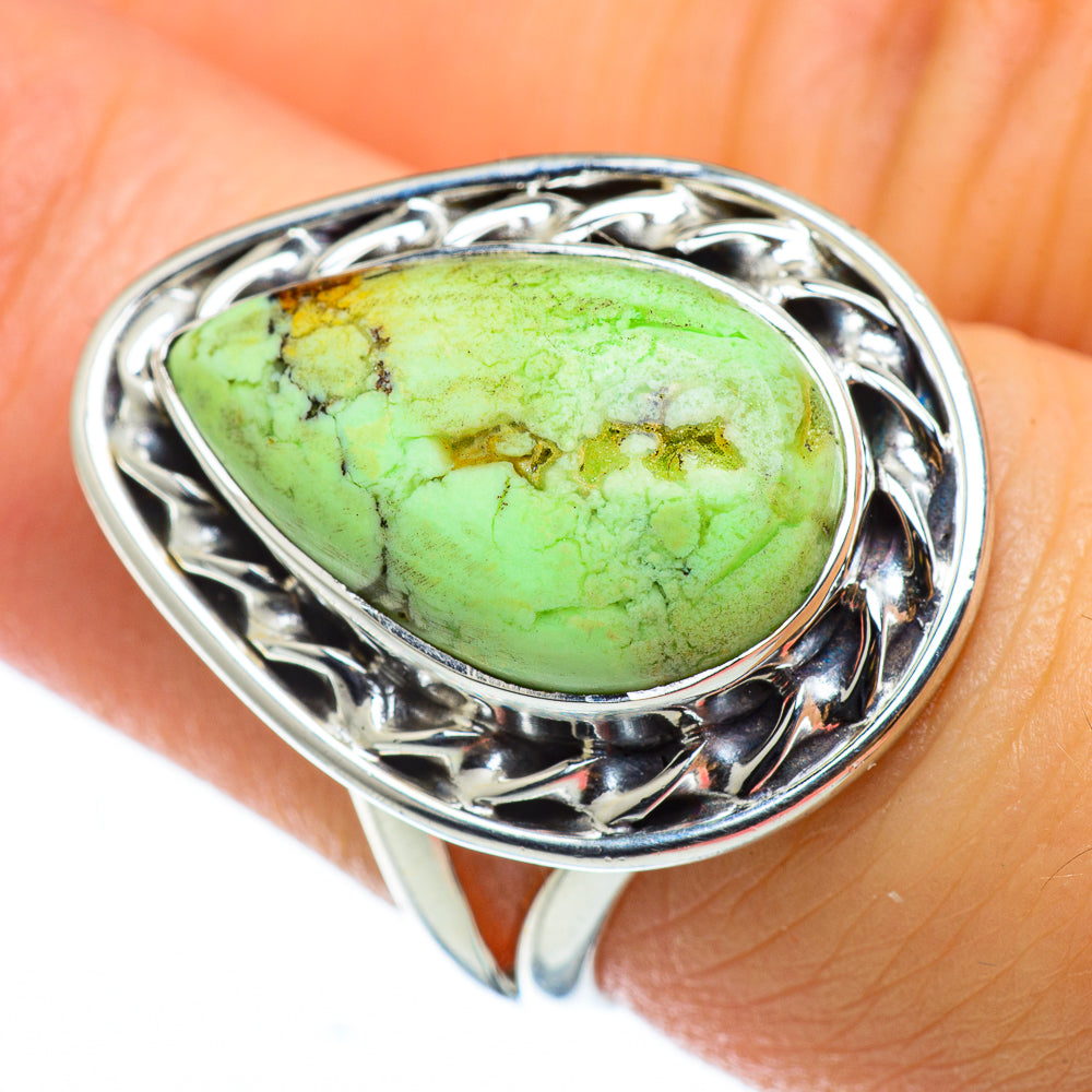 Lemon Chrysoprase Rings handcrafted by Ana Silver Co - RING48701