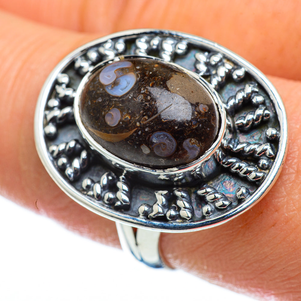 Turritella Agate Rings handcrafted by Ana Silver Co - RING48811