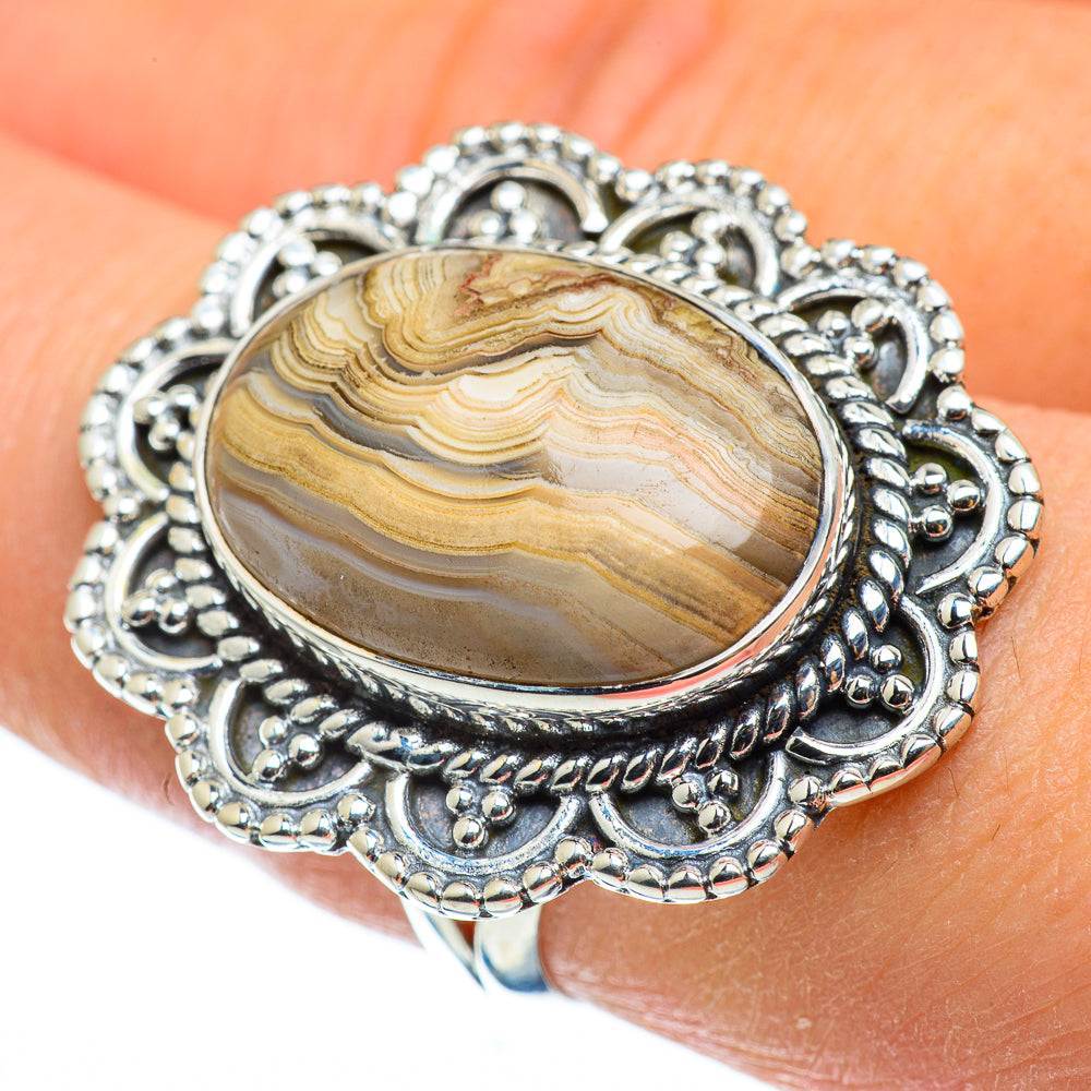 Laguna Lace Agate Rings handcrafted by Ana Silver Co - RING49076