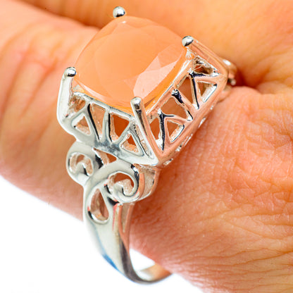 Peach Moonstone Rings handcrafted by Ana Silver Co - RING49501