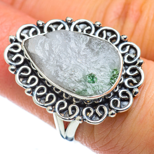 Green Tourmaline In Quartz Rings handcrafted by Ana Silver Co - RING49624