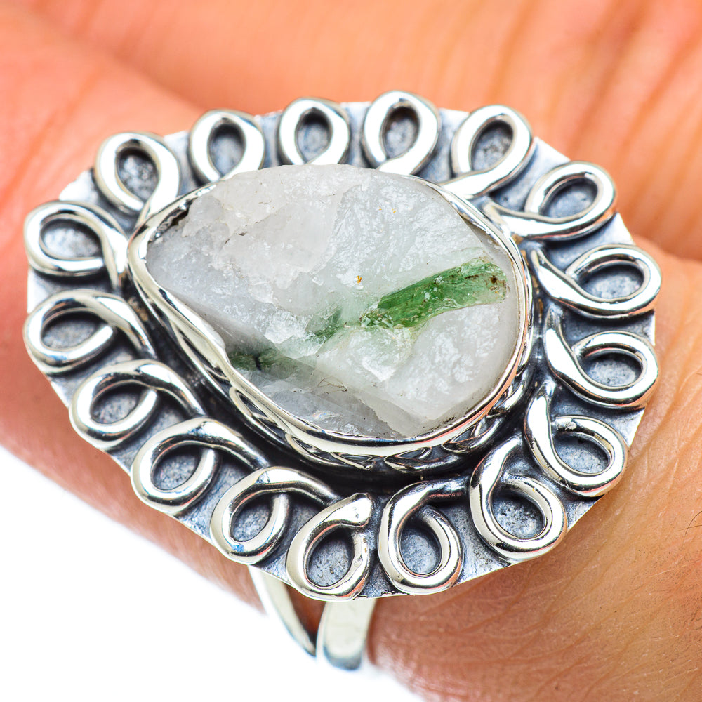 Green Tourmaline In Quartz Rings handcrafted by Ana Silver Co - RING49694