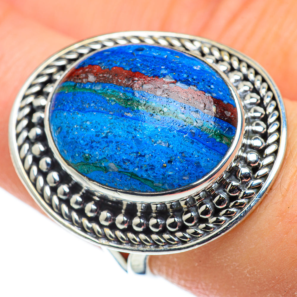 Rainbow Calsilica Rings handcrafted by Ana Silver Co - RING49812