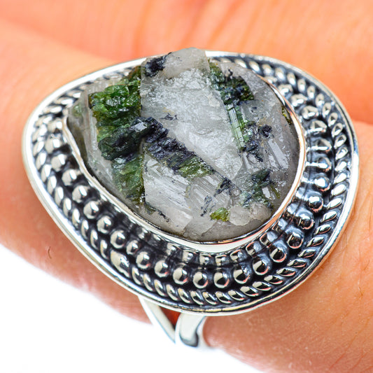 Green Tourmaline In Quartz Rings handcrafted by Ana Silver Co - RING49820