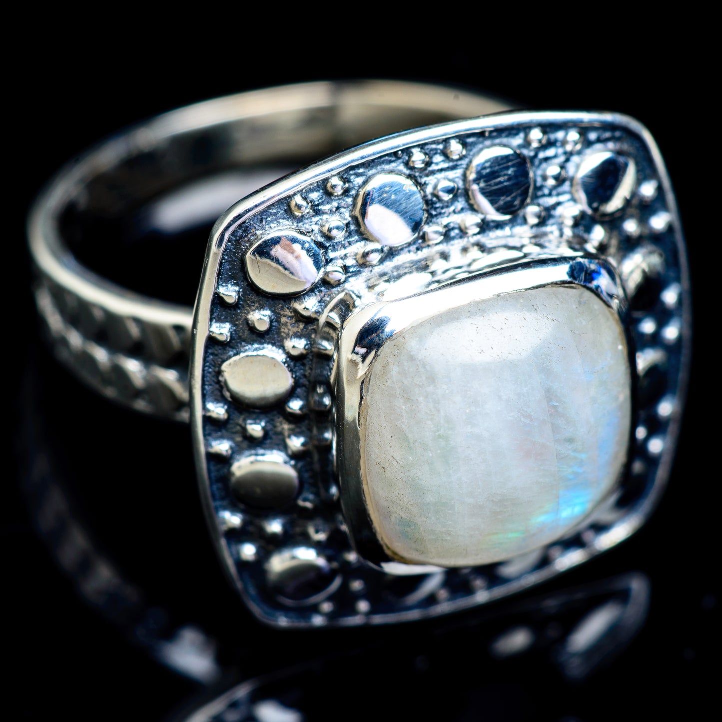 Rainbow Moonstone Rings handcrafted by Ana Silver Co - RING5000