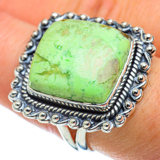 Lemon Chrysoprase Rings handcrafted by Ana Silver Co - RING50213