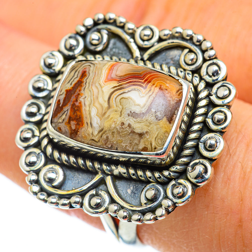 Crazy Lace Agate Rings handcrafted by Ana Silver Co - RING50296