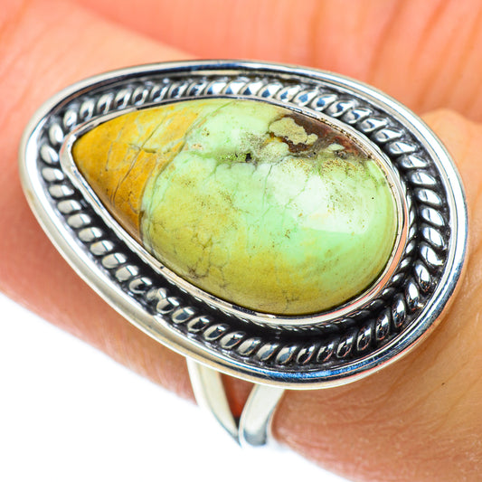 Lemon Chrysoprase Rings handcrafted by Ana Silver Co - RING50438