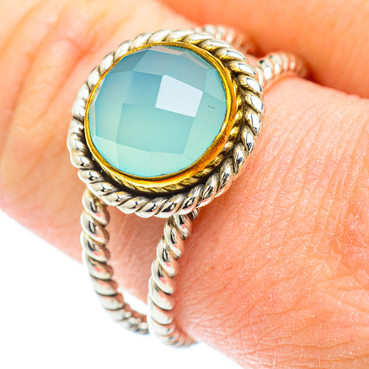 Aqua Chalcedony Rings handcrafted by Ana Silver Co - RING51009
