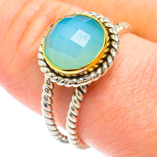 Aqua Chalcedony Rings handcrafted by Ana Silver Co - RING51066
