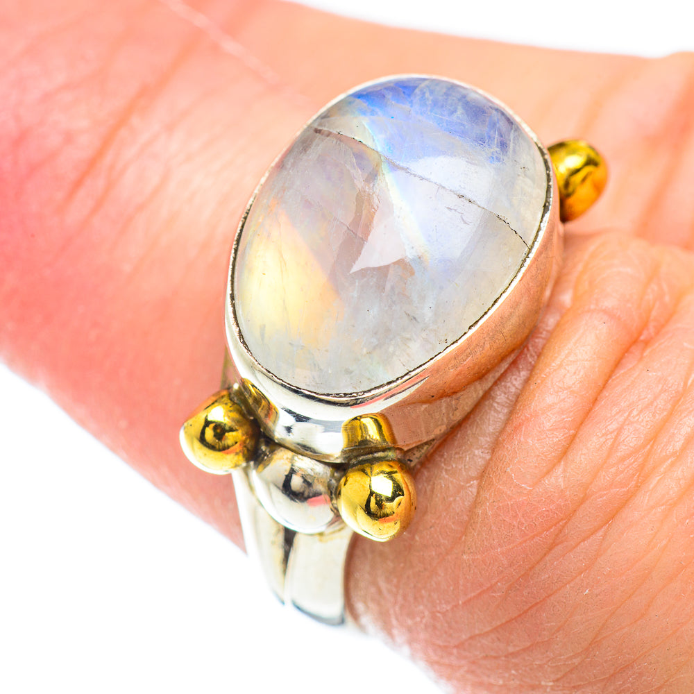 Rainbow Moonstone Rings handcrafted by Ana Silver Co - RING51237