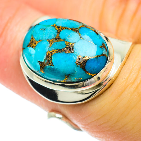 Blue Copper Composite Turquoise Rings handcrafted by Ana Silver Co - RING51438