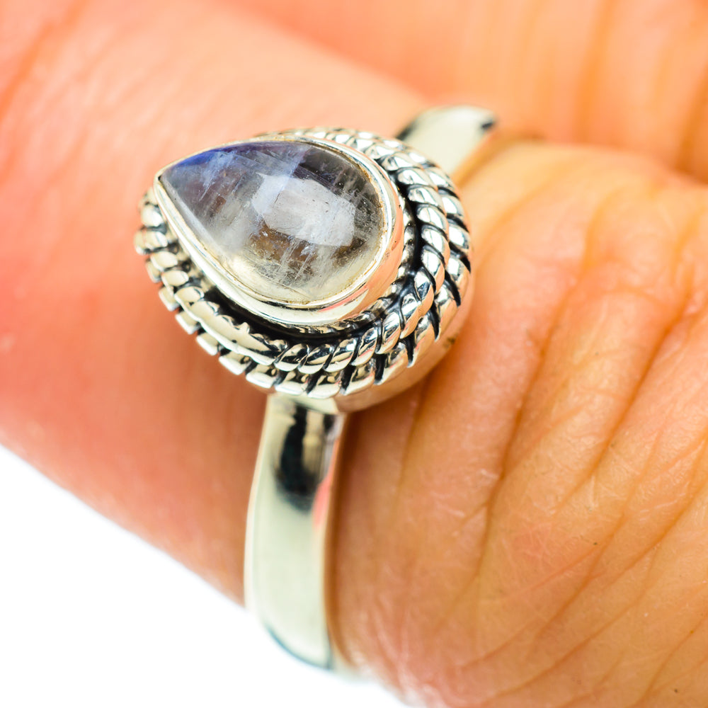 Rainbow Moonstone Rings handcrafted by Ana Silver Co - RING51596