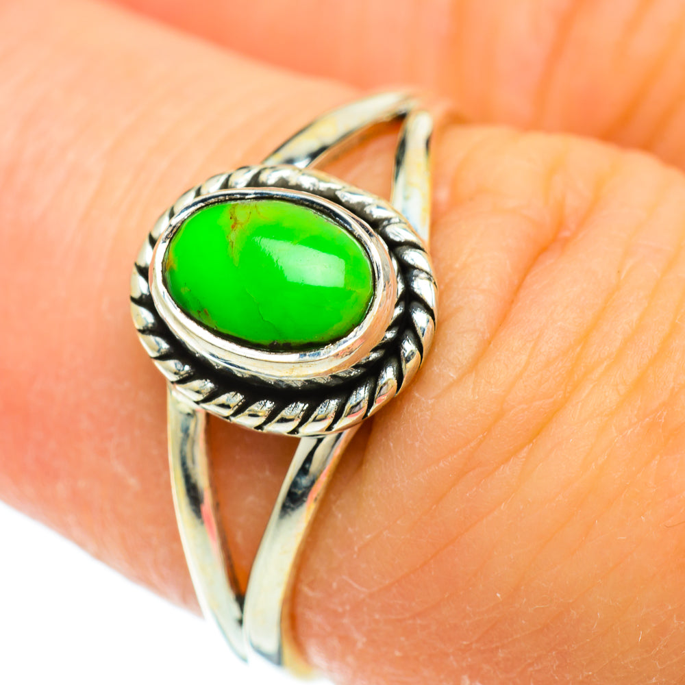 Green Copper Composite Turquoise Rings handcrafted by Ana Silver Co - RING51708